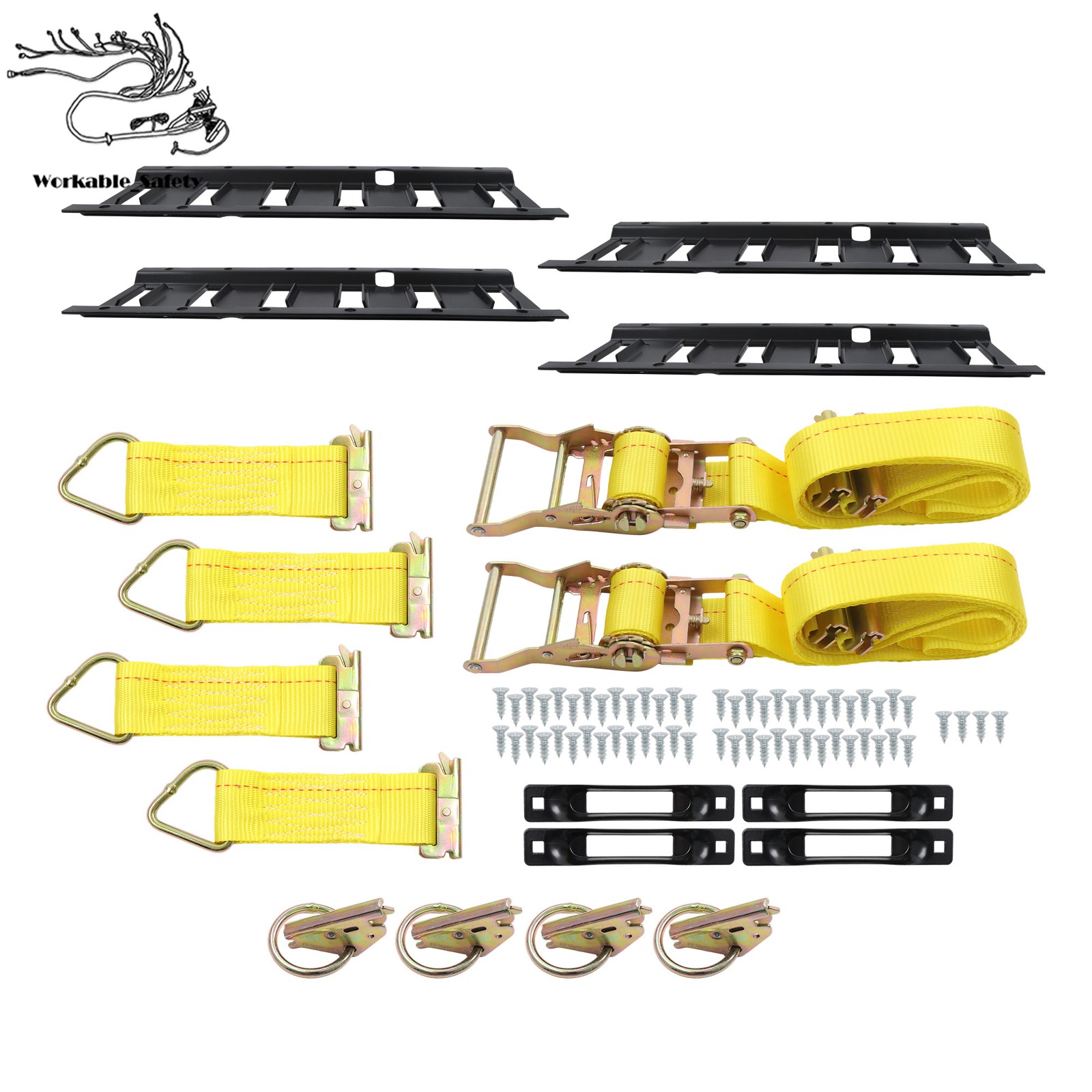 18 Pack 1′ E-Track Rail Set, Black Powder Coated Finish Fit For Trailers & Vans