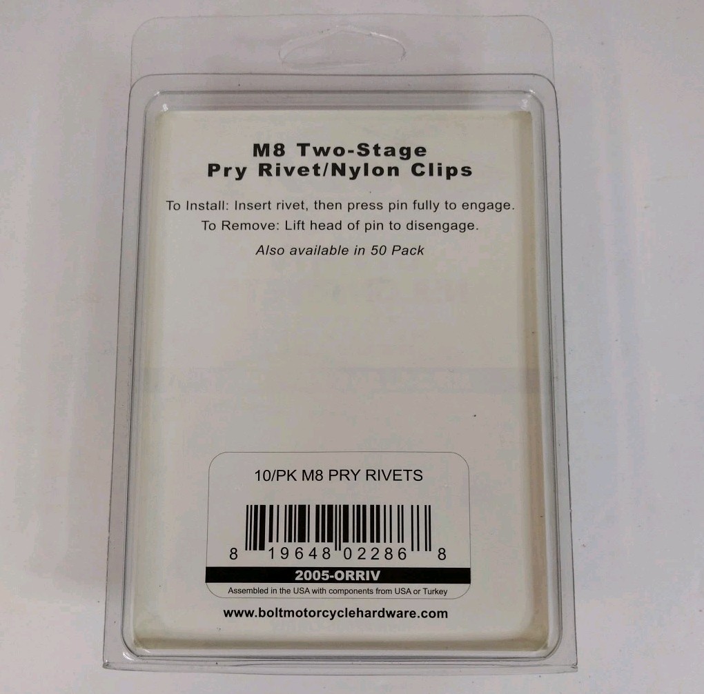 Bolt Motorcycle Hardware UTV/ATV Nylon Rivets Plastic Clip 10 Pack #2005-orriv