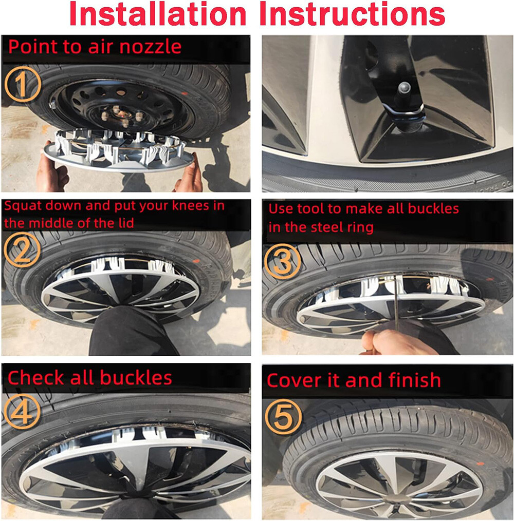 15″/16″Set of 4 Snap On Full Hub Cap Wheel Covers Fit for R16/15 Tire &Steel Rim