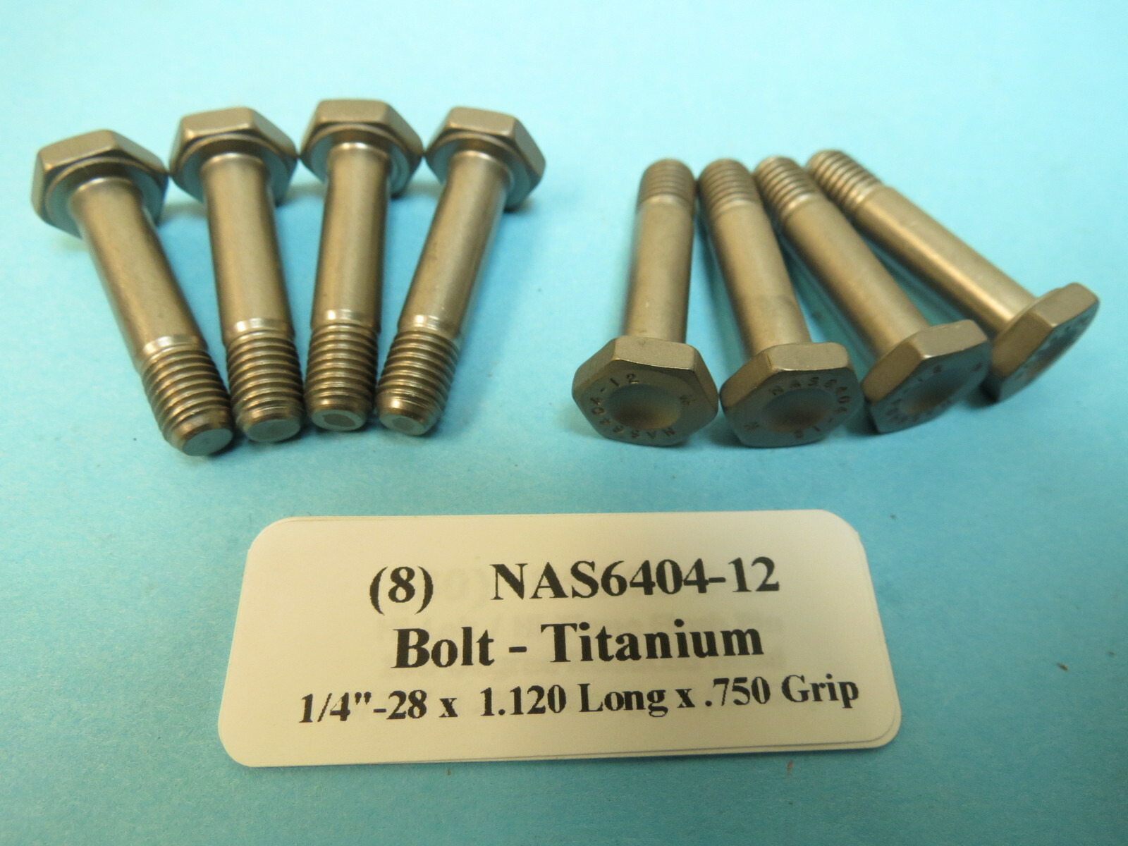 (8) 1/4-28 x 1.120 Long x 3/4” Grip Titanium Aircraft Bolts Aerospace NAS6404-12