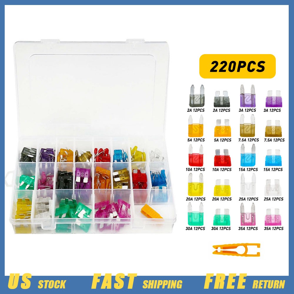 220Pcs Car Blade Fuse Kit Assortment Blade Set For Car Truck SUV ATV Motocycle K