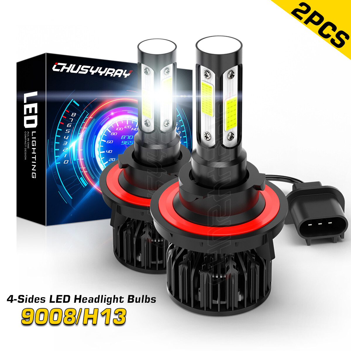 2X H13 9008 LED Headlight Super Bright Bulbs Kit 420000LM White Hi-Lo Beam 6000K