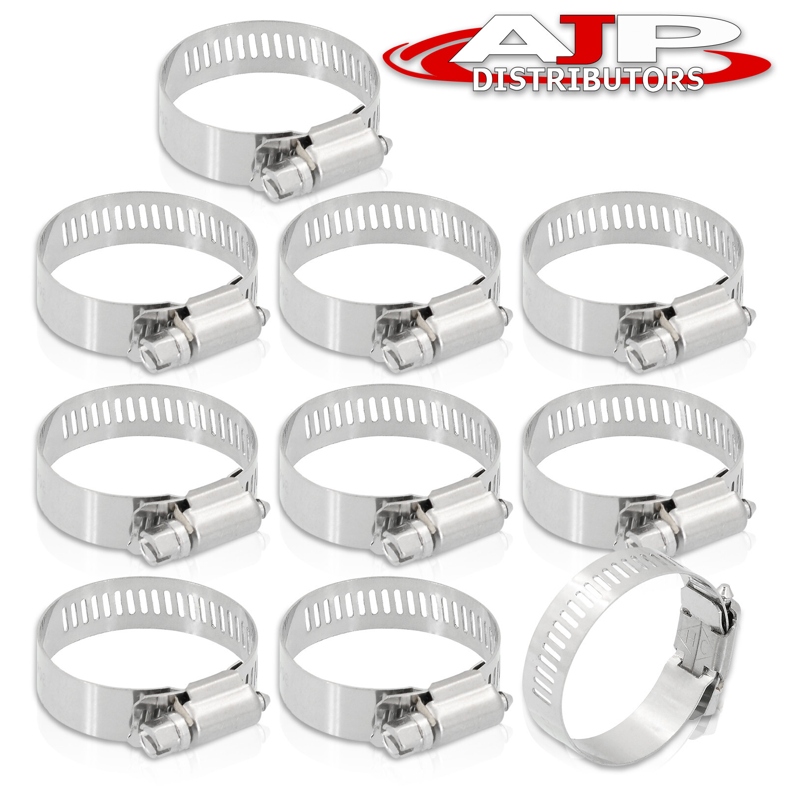 3/4″-1.75″ Adjustable Stainless Steel Worm Clips Fuel Line Hose Clamps Set 10PCS