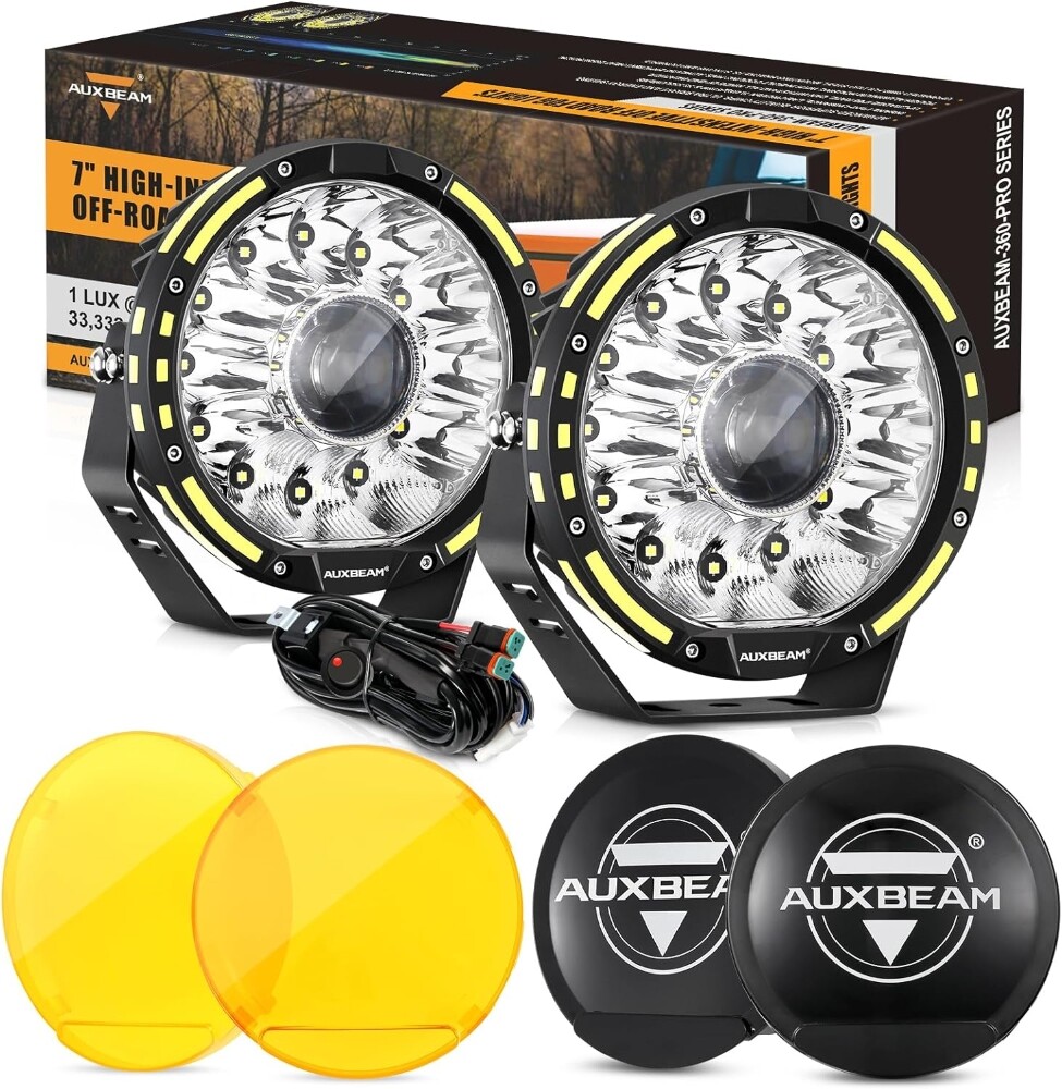 AUXBEAM 7 inch 360-PRO LED Work Light Bar Combo Fog Lamp Offroad Driving+Covers