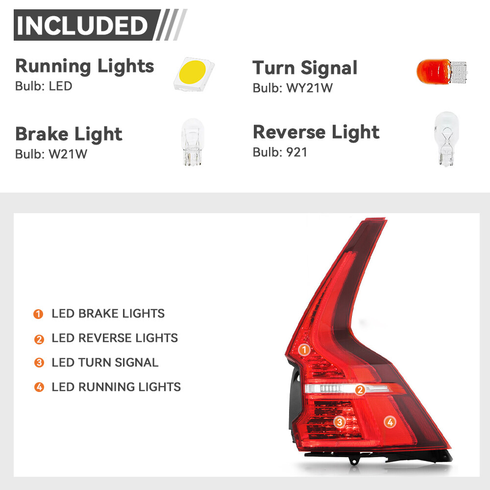 For 2018-2023 Volvo XC60 LED Tail Light Brake Lamp outer Passenger Right Side