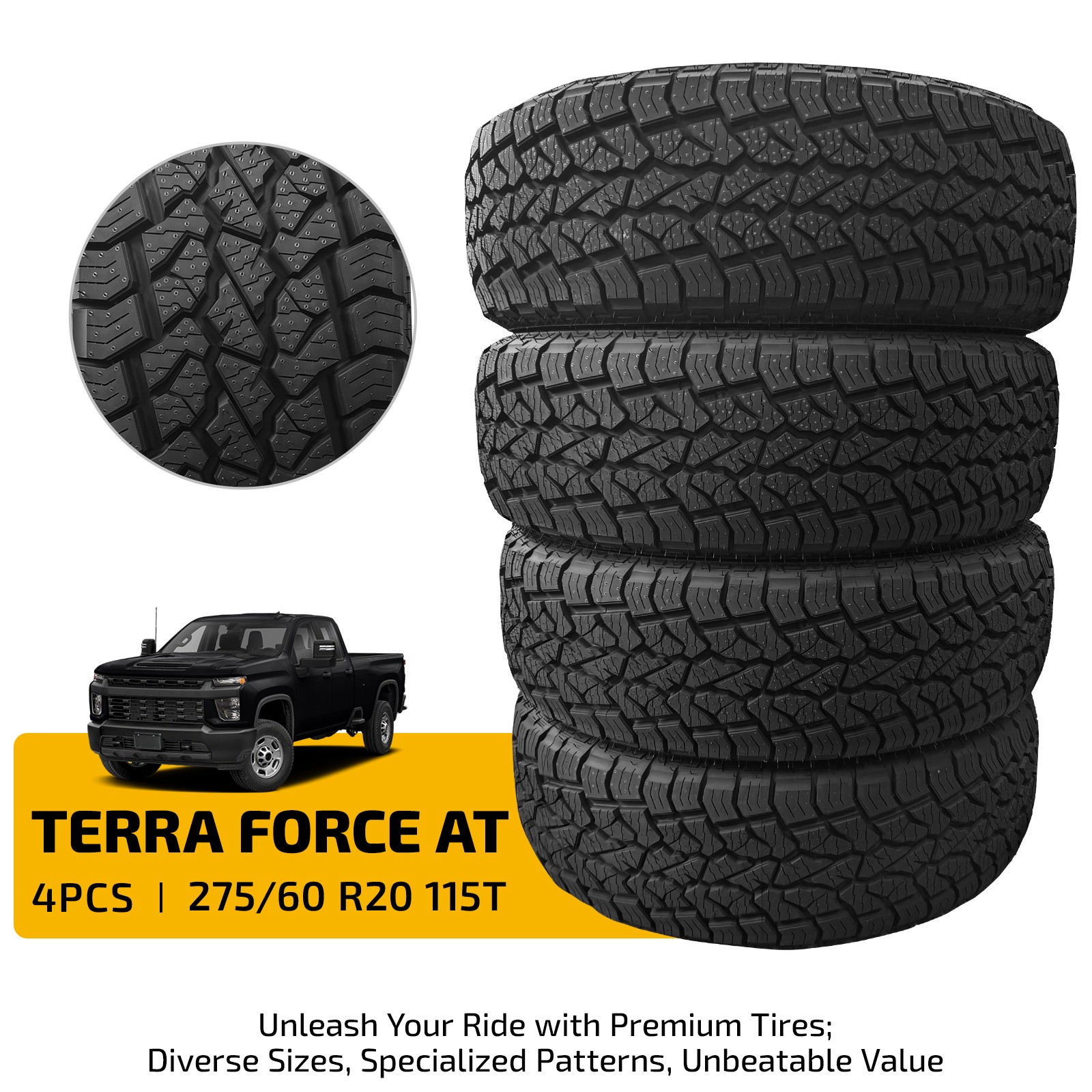 4 Tires 275/60R20 115T TERRA FORCE AT A/S All Season Off-Road Grip Mud/Snow Trac