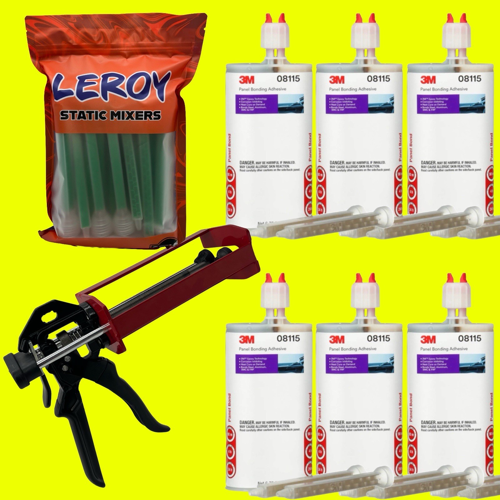 1 APPLICATOR GUN + 25 MIX NOZZLES + 6 PANEL BOND ADHESIVES 3M 8115 💥$700+ Value