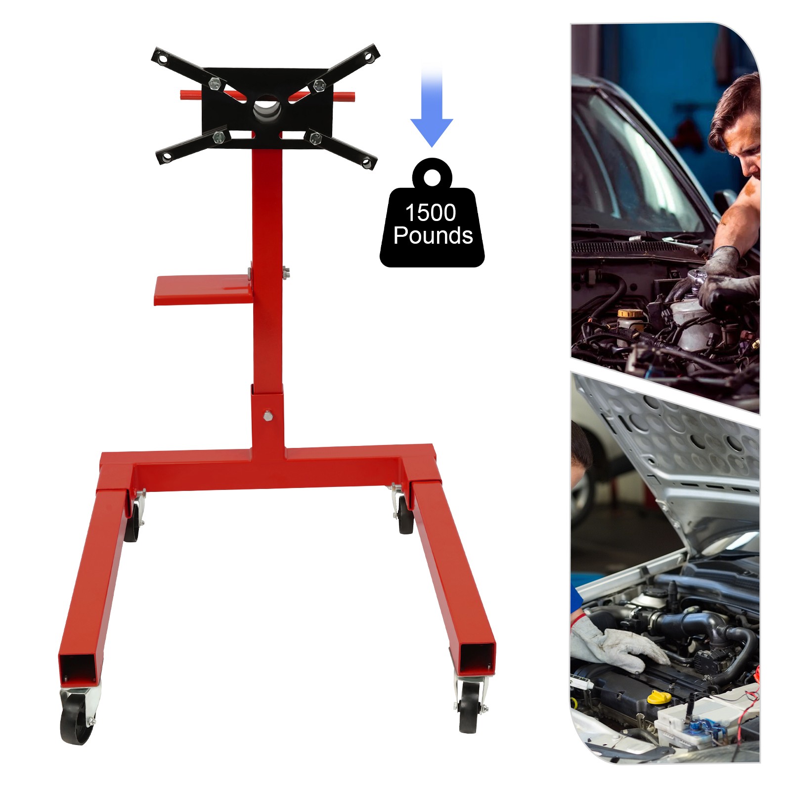 1500LBS Rotating Engine Stand Steel Motor 360 Degree Adjustable Mounting Head