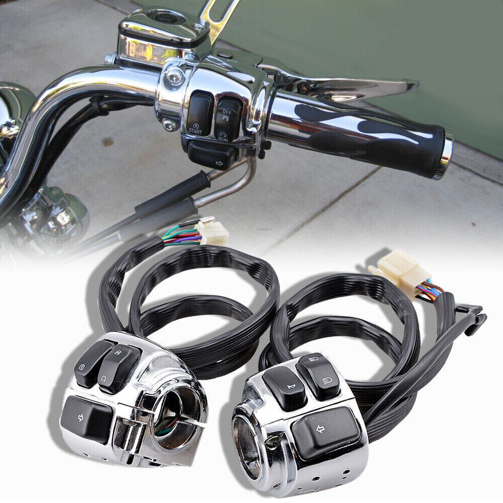 1″ Motorcycle Handlebar Control Switches With Wiring Harness Kit For Harley