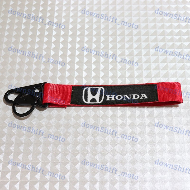 For HONDA RED Racing Keychain Metal key Ring Hook Strap Lanyard Nylon Universal