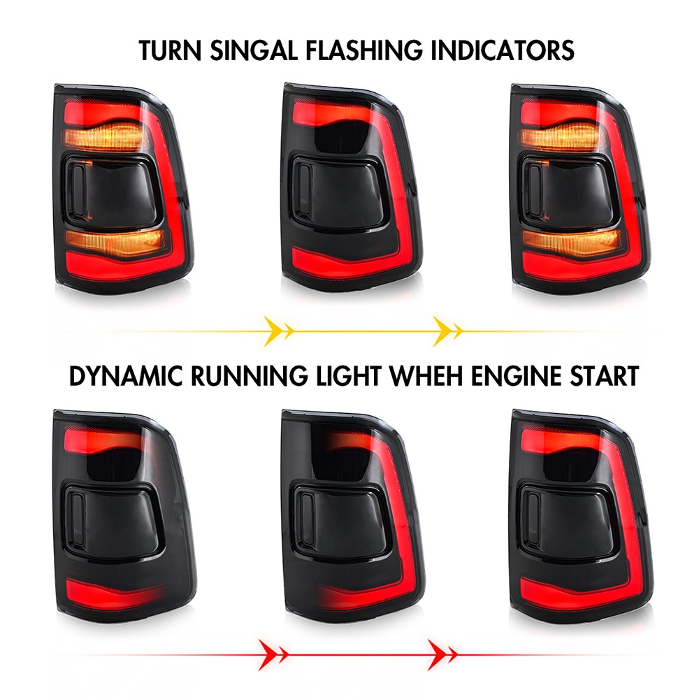Full LED Tail Light For Dodge RAM 1500 2019 2020 2021 2022 2023 2024 Rear Lamp