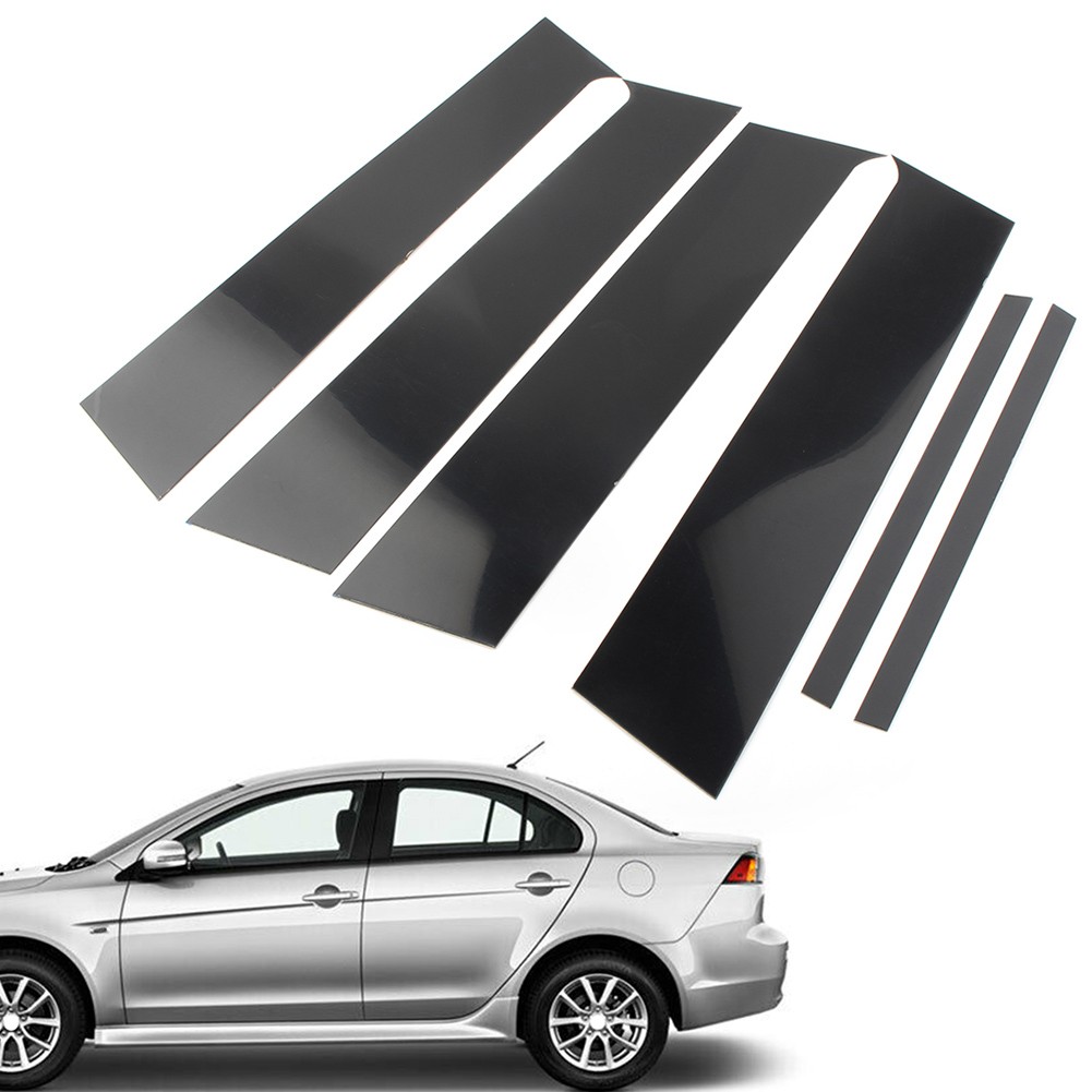 6pcs Black Pillar Posts Door Trim For Mitsubishi Lancer Sedan 2008-2017 2016
