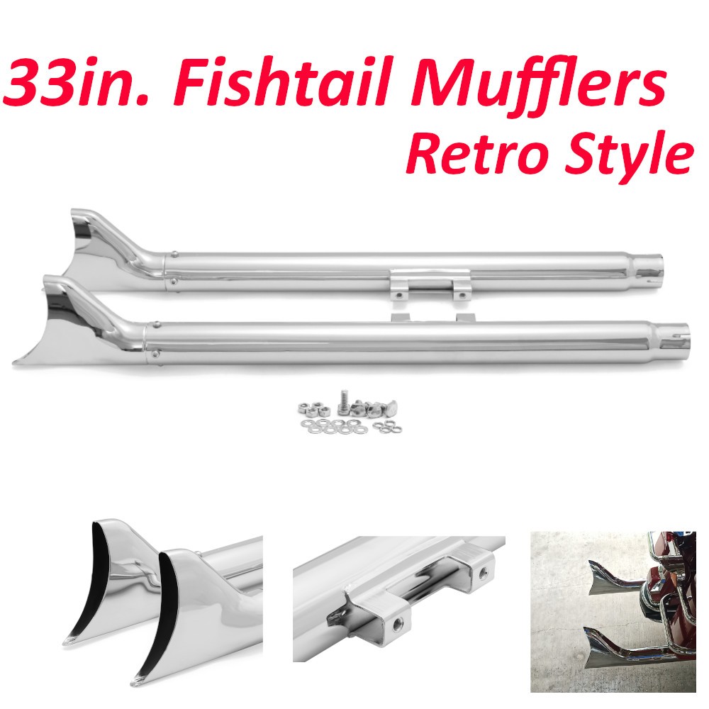 33IN. Fishtail Slip on Exhaust Muffler for Harley Softail Deluxe FLSTNI 12-17