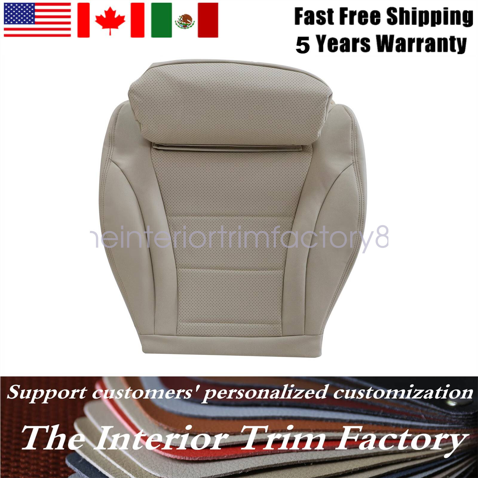 Driver Bottom Leather Seat Cover Tan For 2015-2021 Mercedes-Benz GLC300 C-Class