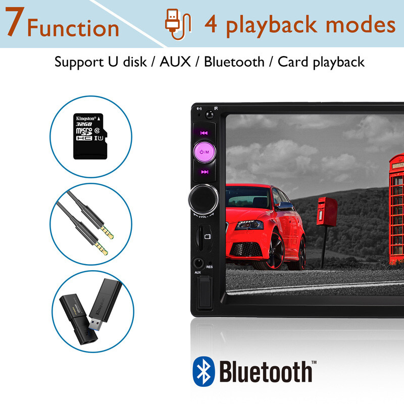 2DIN 7″ HD Car Stereo Radio MP5 Player Bluetooth Touch Screen With Rear Camera