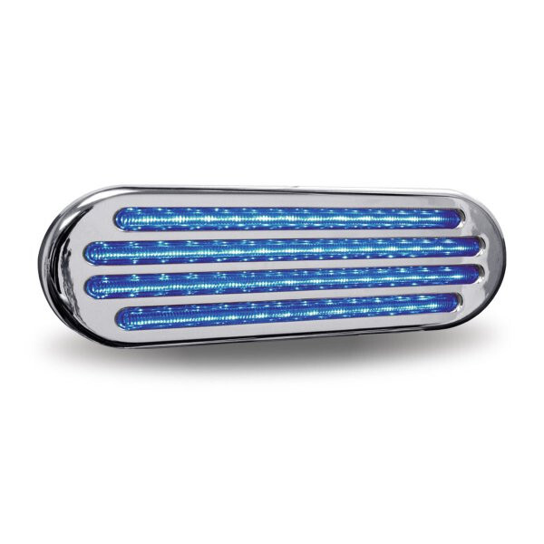 Trux 6″ Oval Clear Red Stop, Turn & Tail to Blue Auxiliary Flatline LED Light