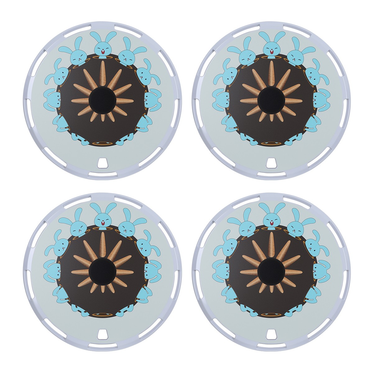 4PCS 16″ Aerodisc Full Coverage Wheel Covers Universal Flat Hubcaps White-Rabbit