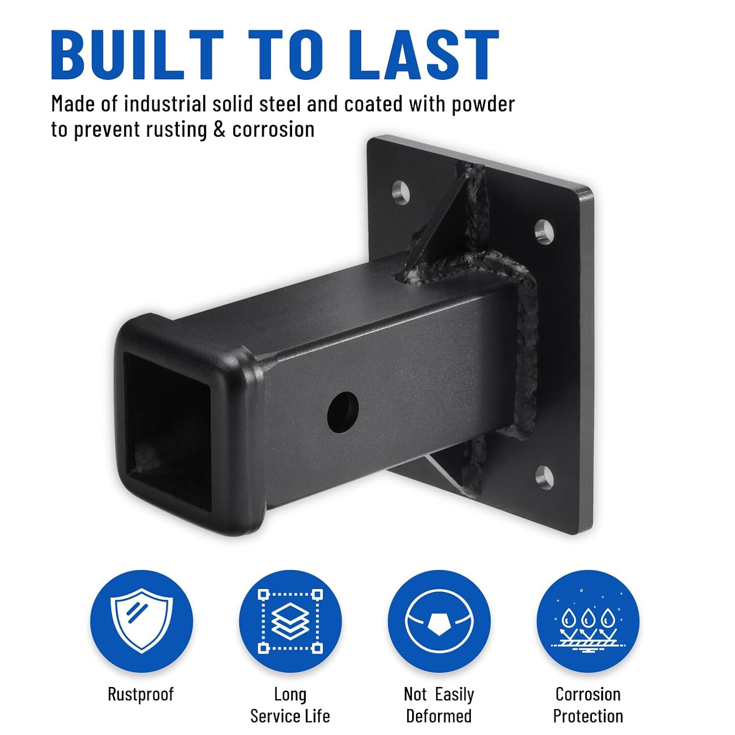 2 Inch Opening Hitch Receiver Hitch Wall Mount, Bolt-On Receiver Tube Black New