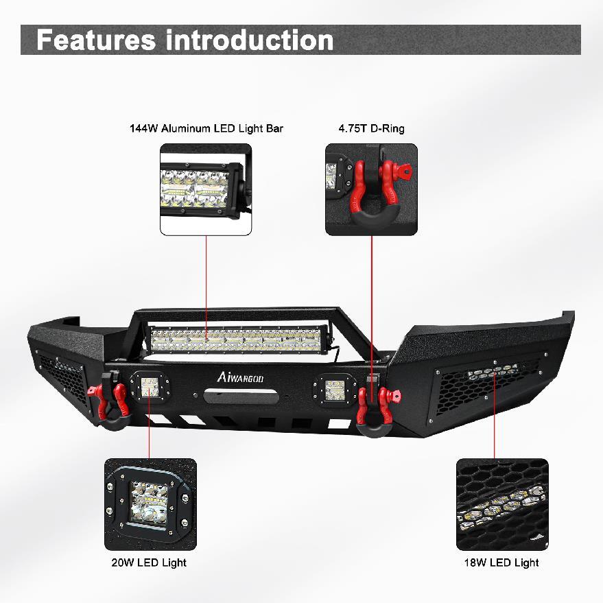 Fits For Jeep Grand Cherokee WJ 1999-2004 Rear /Front Bumper With LED Lights