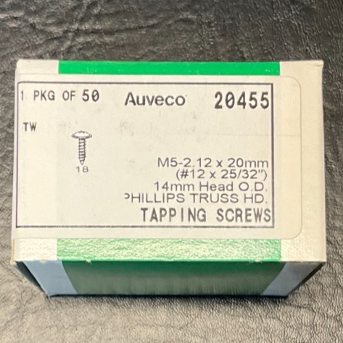 50-AUVECO 20455 Phillips Truss Head A/AB Point Tapping Screw, M5 x 2.12 mm Screw