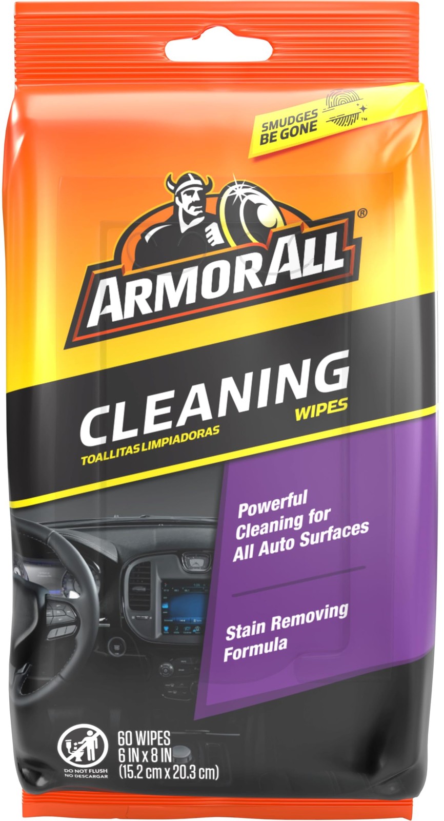 Armor All Car Interior Cleaner Wipes, 60 Count (Pack of 1), Red