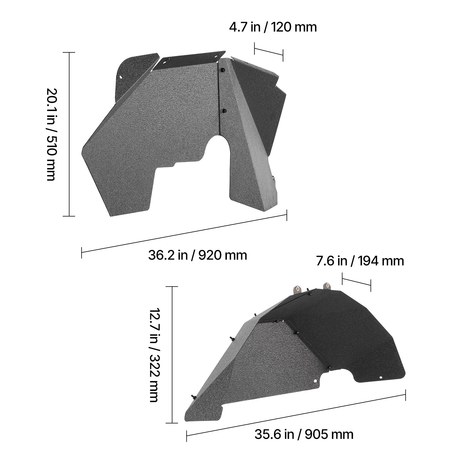 Uimoso Front+Rear Inner Fender Liners for 07-2018 Jeep Wrangler JK/JKU Unlimited
