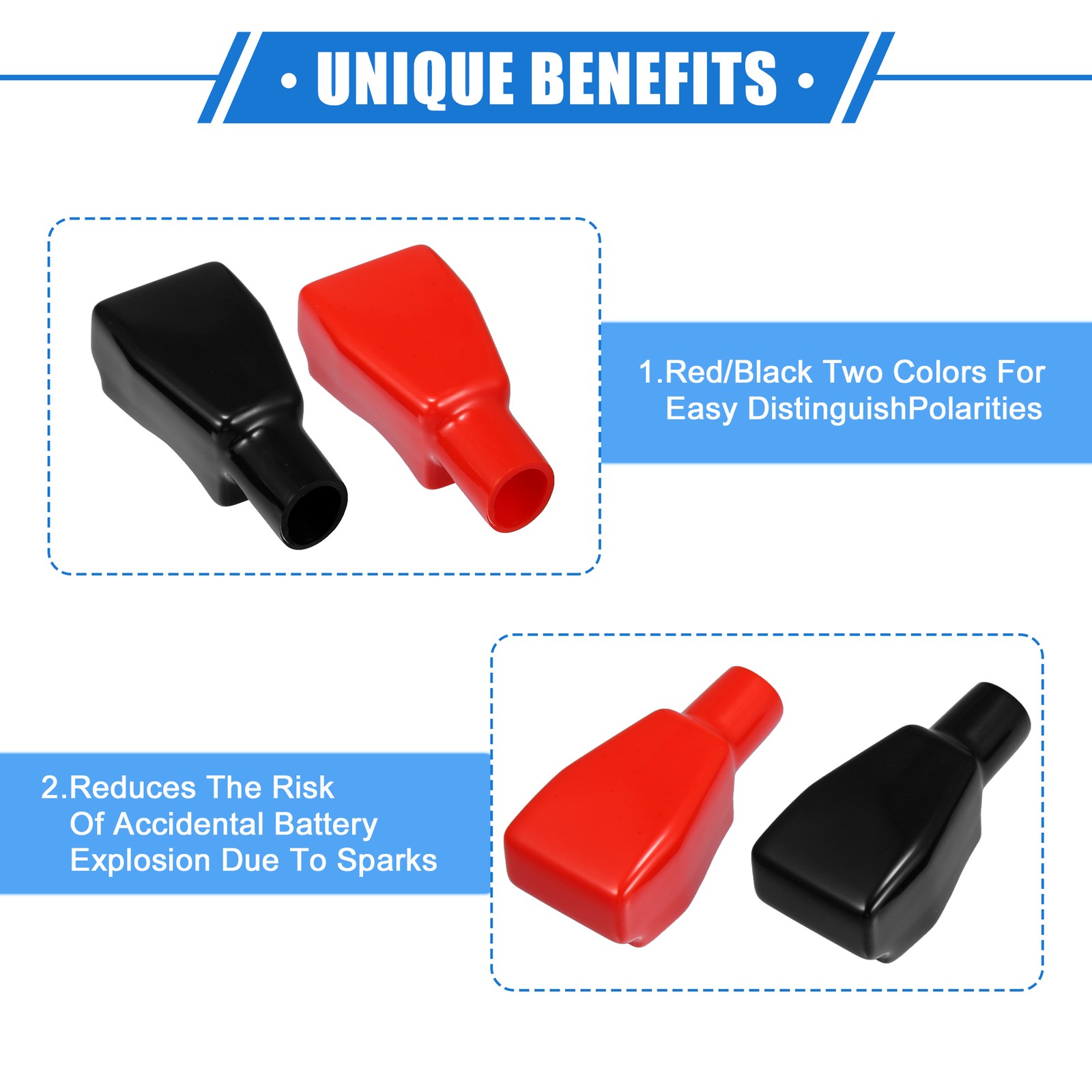 TWO Battery Terminal Insulation Covers 19mm 0.75″ Car Battery Post Cap Universal
