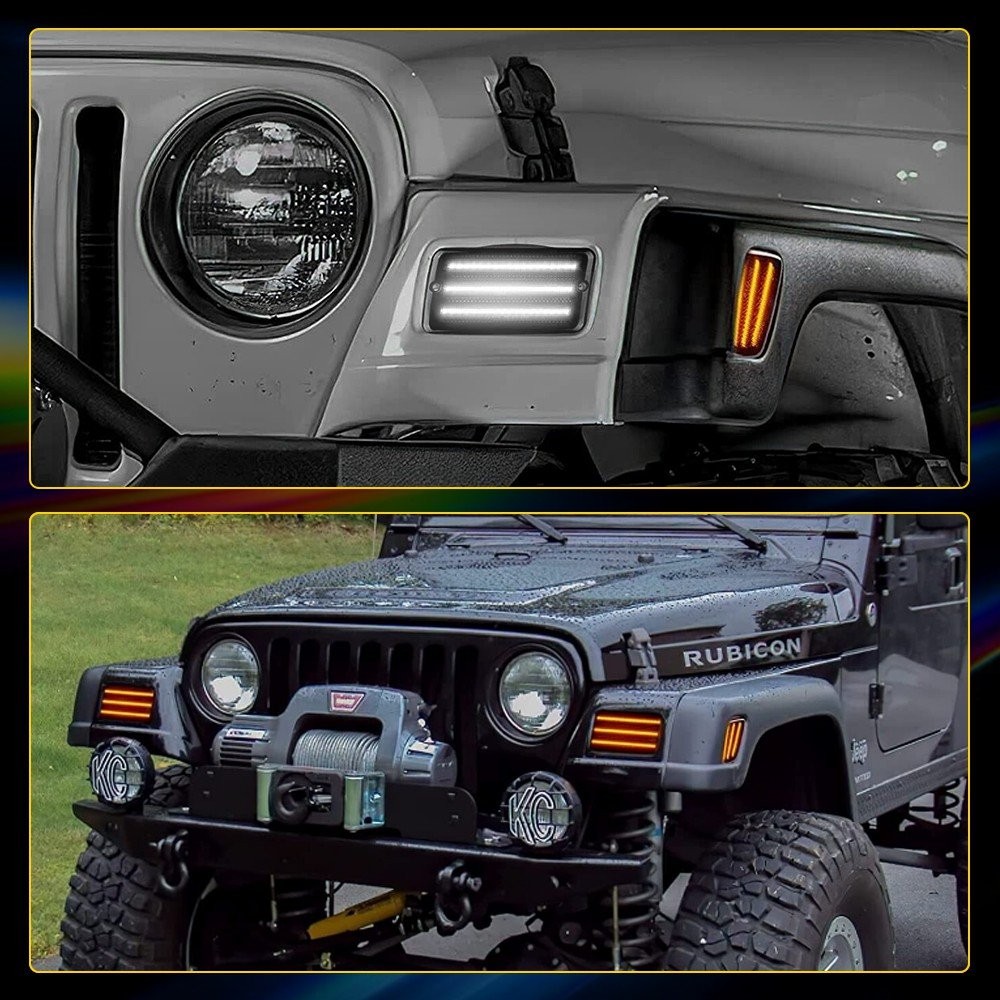 For Jeep Wrangler TJ 1997-2006 Smoked Bumper Signal Fender Side Marker Light 4PC