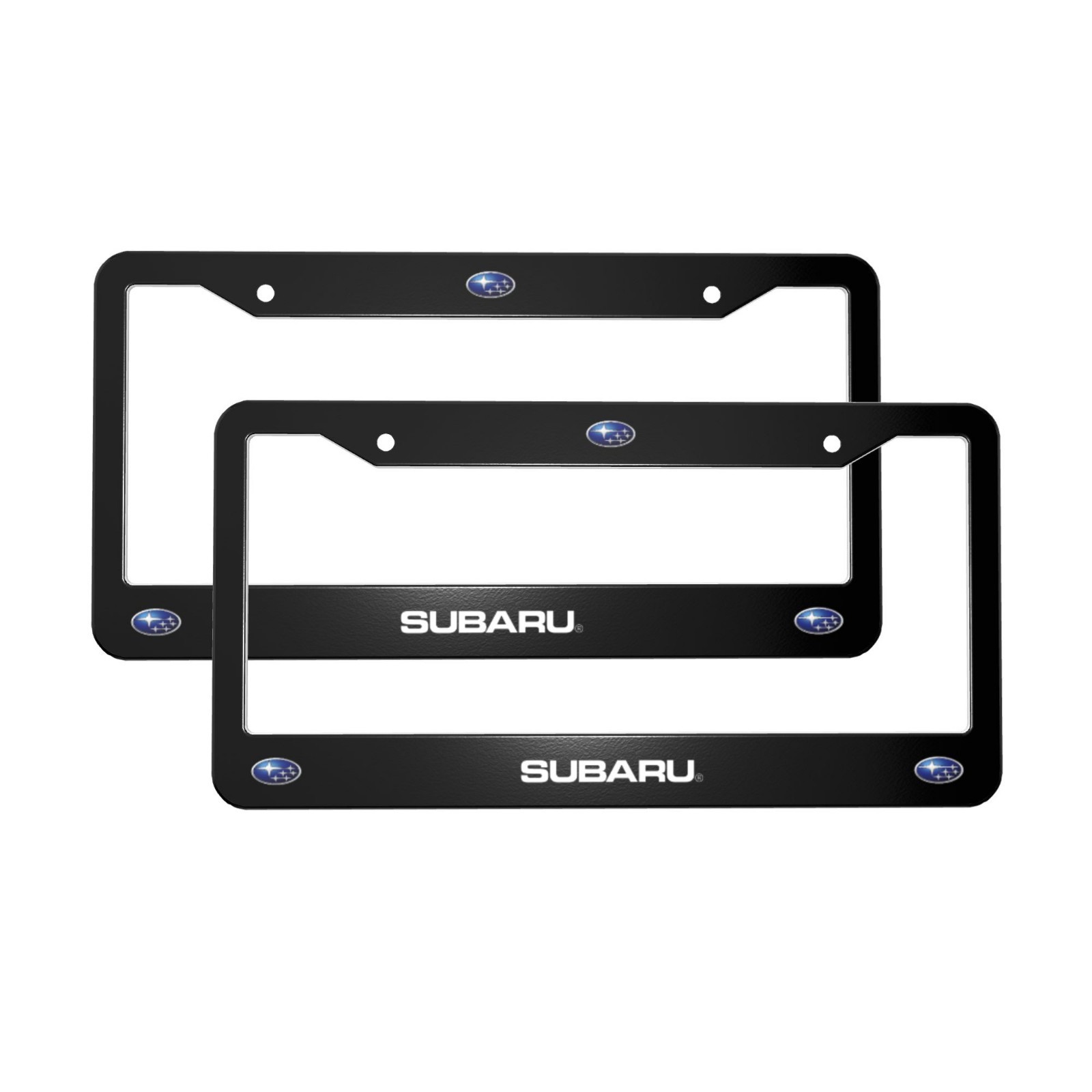 Subaru 2 Pack Stainless Steel Rust-Proof License Plate Frame Holder Black