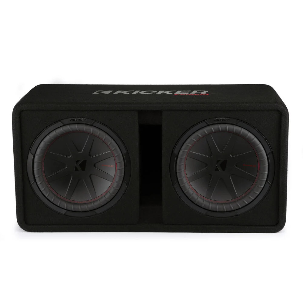Kicker 48DCWR122 12″ 2000W Vented Dual Sub Box 46CXA12001 Amp & 0GA Kit