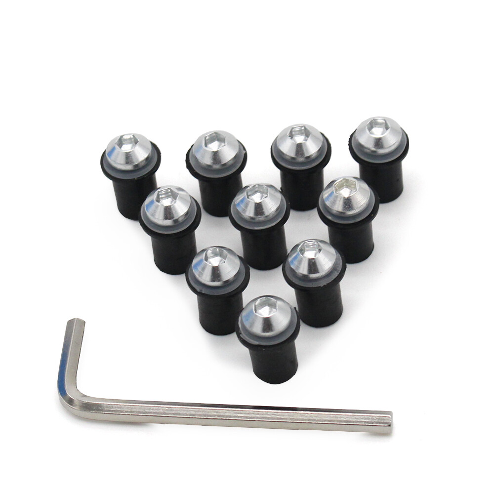 Motorcycle Windscreen Bolts 5mm Aluminum Alloy Bolt Kit Well Nuts Windshield M5