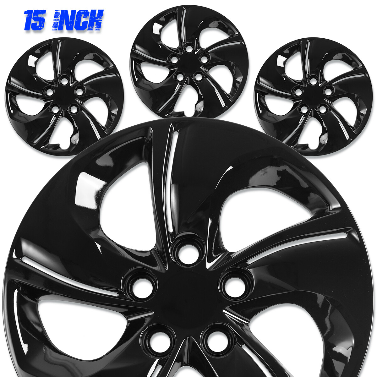 New 15″ Set Of 4 Black Lacqueb Wheel Cover Hubcaps For 2006-2015 Honda Civic