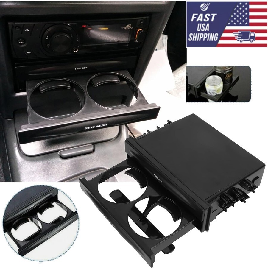 Universal Car Dash Trim Double Din Radio Pocket Drink Cup Holder Storage Box Kit