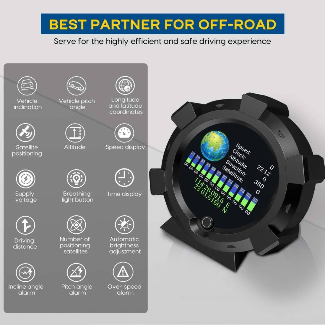 AUTOOL X95 GPS Speedometer & Inclinometer – Multi-Function HUD for Off-Road