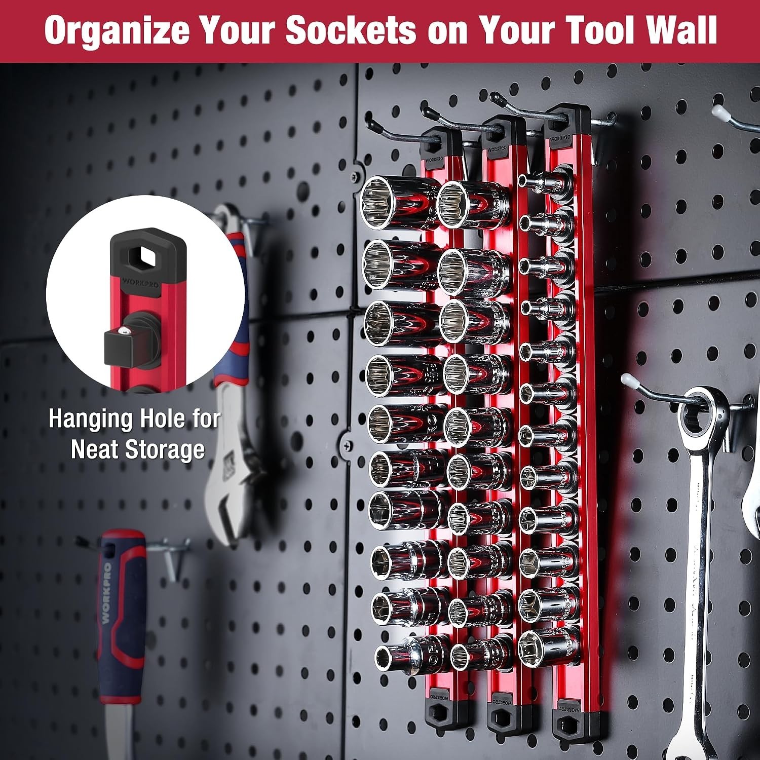 Magnetic Socket Organizer Set, 3-Piece 1/4” 3/8” 1/2” Socket Rails | 1/4-Inch…