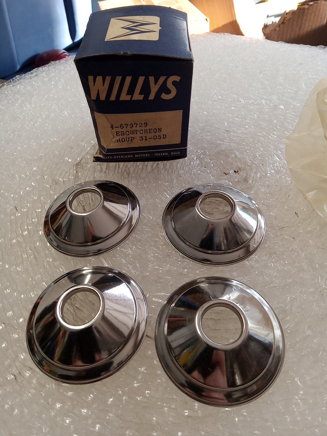 vintage willys door 679729 escutcheon NOS 4 included