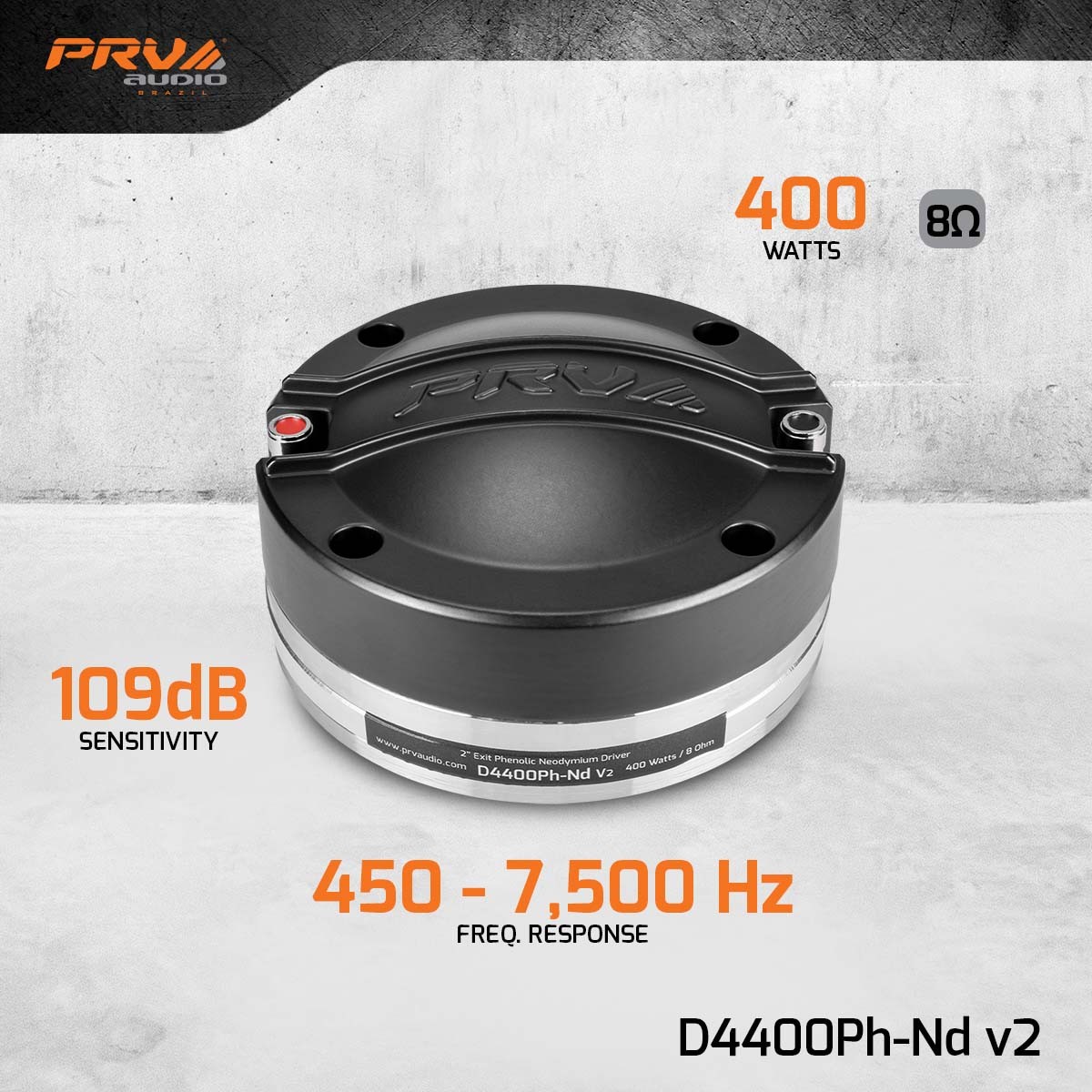 PRV AUDIO D4400Ph-Nd v2 2” NEODYMIUM MIDRANGE COMPRESSION DRIVER 8-OHM (SINGLE)