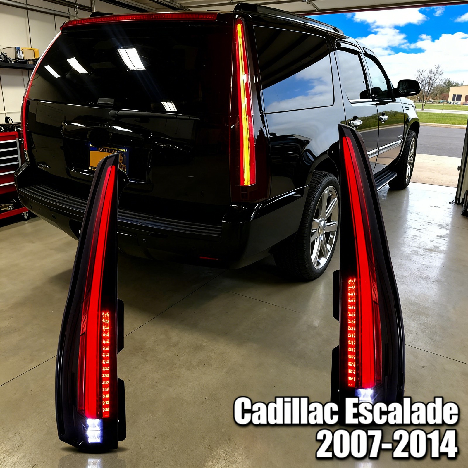 VLAND Smoked LED Tail Lights For Cadillac Escalade 2007-2014 Enhanced Visibility