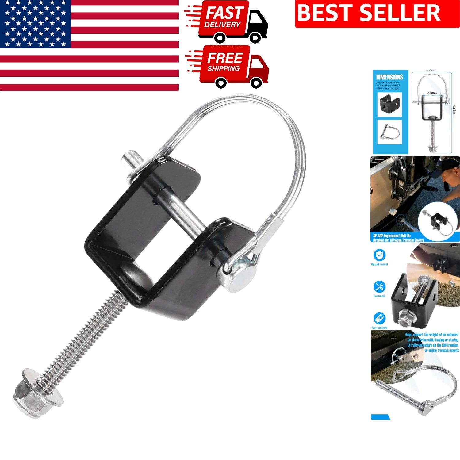 SP-402 Aluminum U-Bracket for Boat Transom Protection