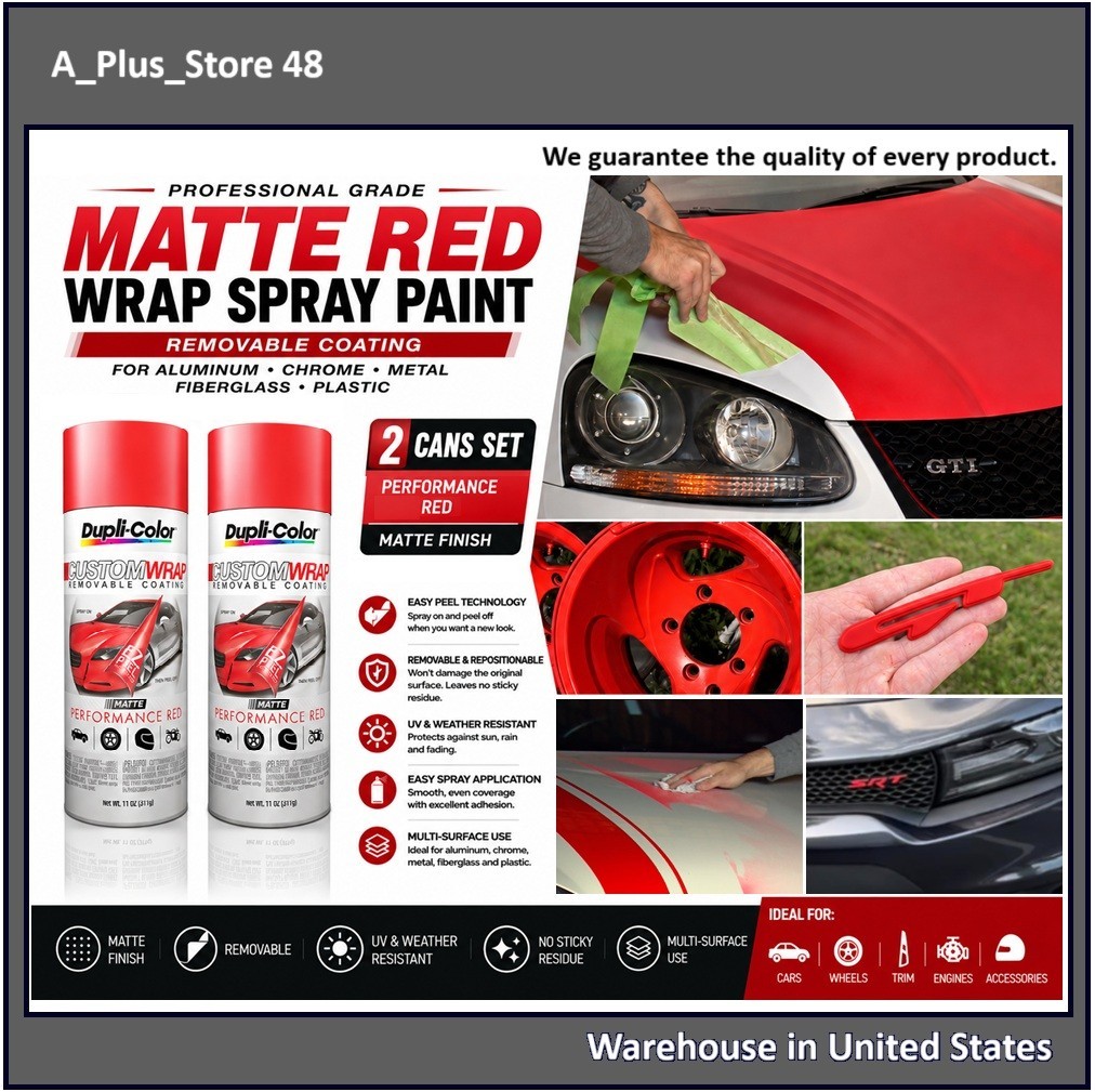 Matte Red Wrap Spray Paint For Fiberglass Aluminum Chrome Plastic Paint Surface