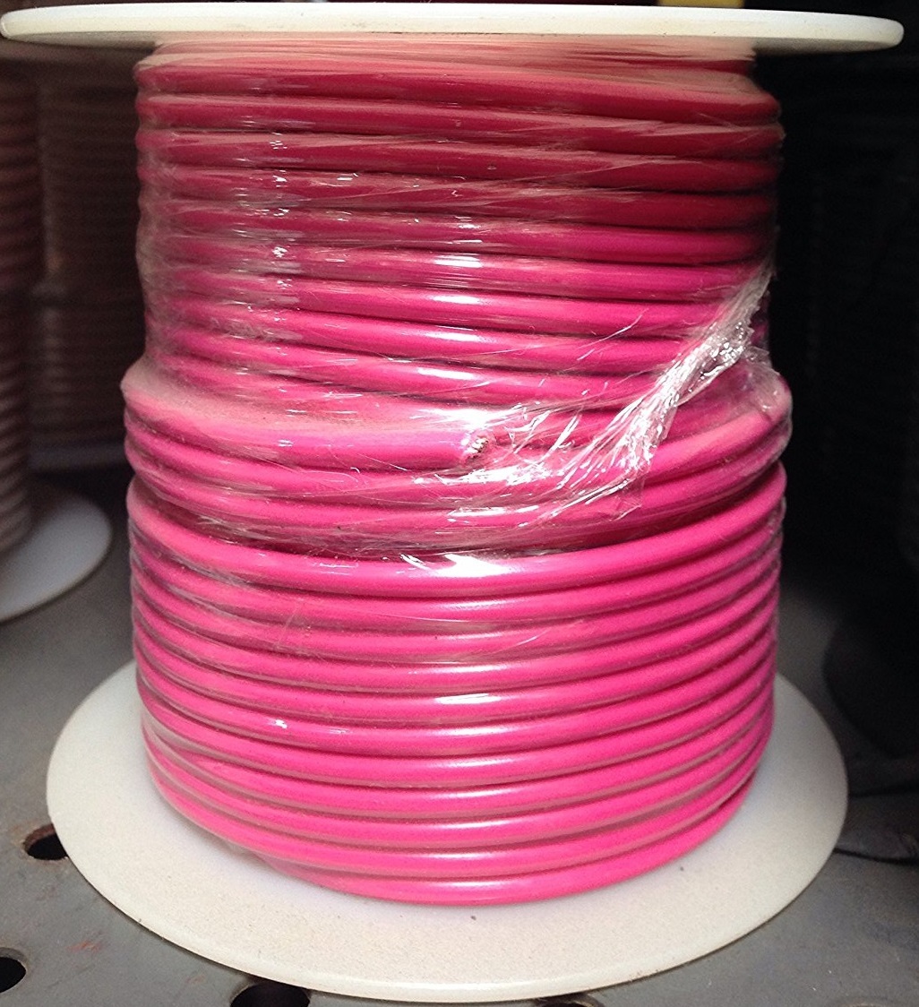16-Gauge 100-Feet Bulk Spool, Light Pink Color Stranded Copper Wire (Made in USA