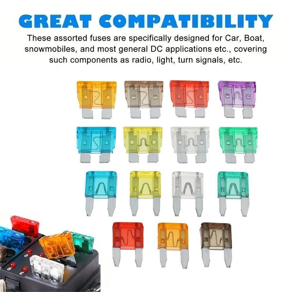 Car Fuse Assortment Kit 220pcs Assorted Blade Fuses 5A 7.5A 10A 15A 20A 25A 30A