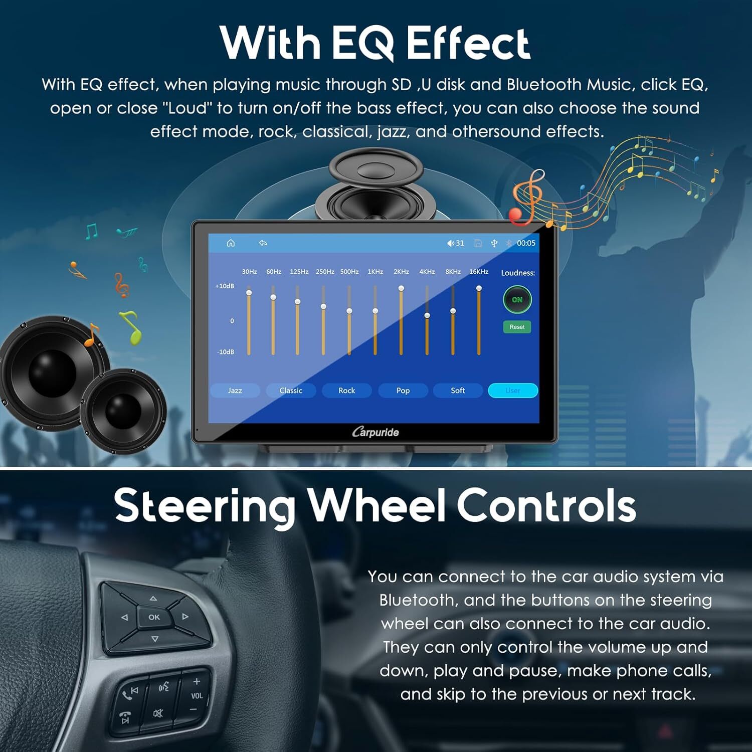 CARPURIDE C98 Wireless 9’’ Apple Carplay Android Auto GPS Navigation Car Stereo