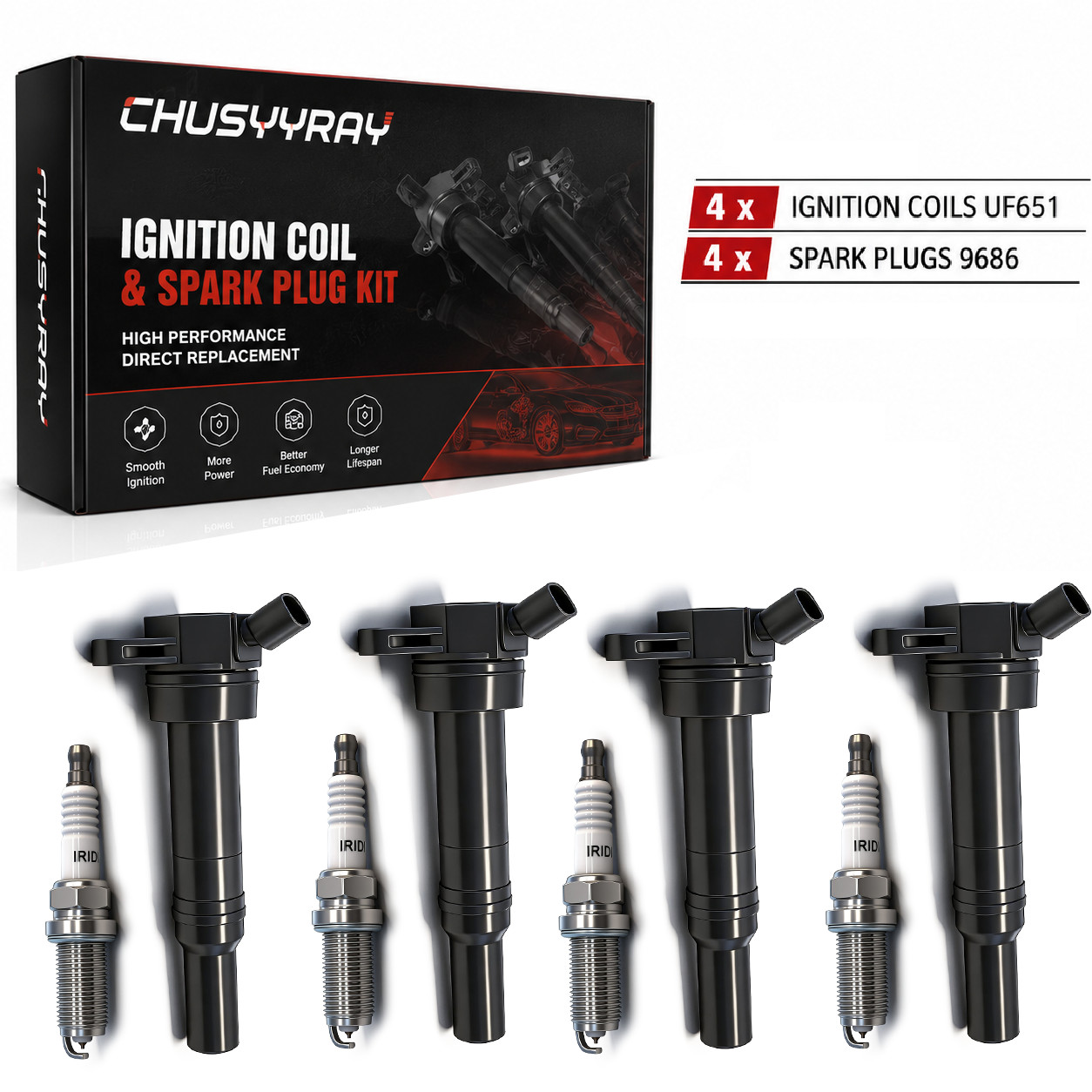 UF651 Ignition Coil & Spark Plug Kit Stable Engine Performance