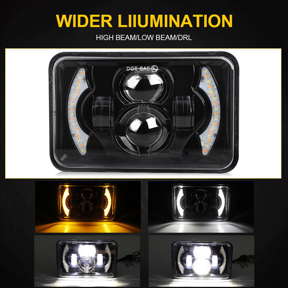 2PC 4×6″ LED Headlights Hi-Lo DRL Sealed Beam for 1994-1997 Chevy S10 Blazer DOT