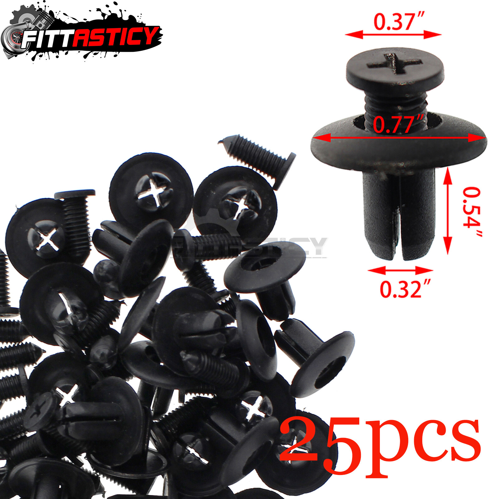 Screw Rivet for Hyundai 86590-28000, Ford MB455-56143 (Pack of 25), SP137754