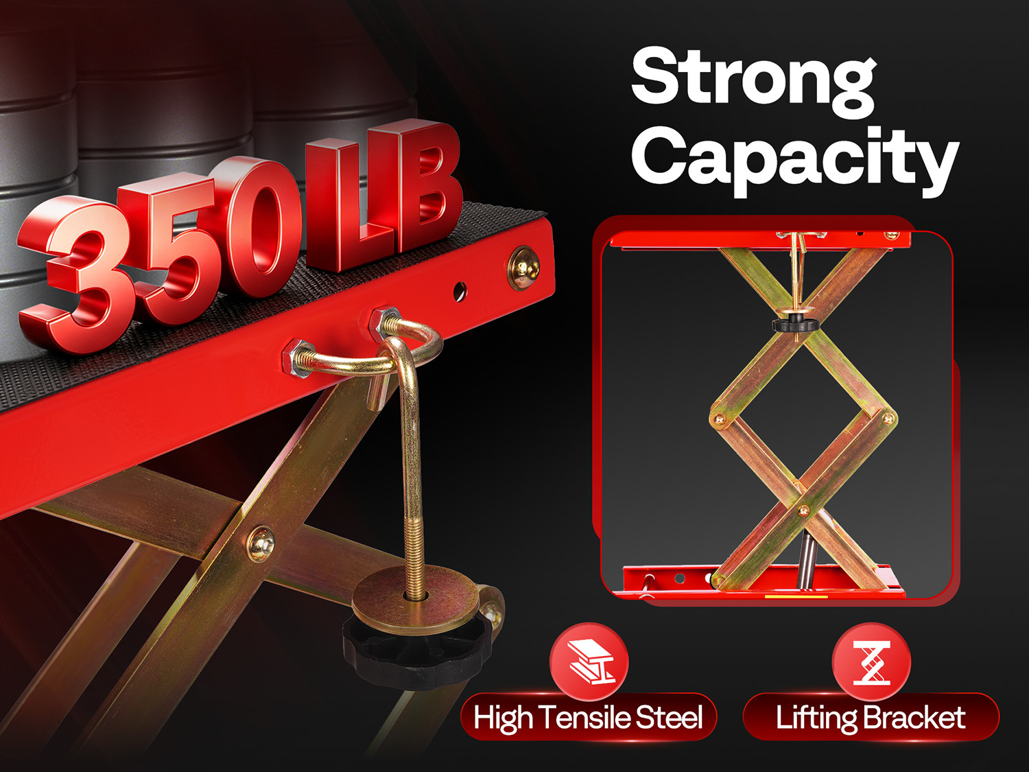350lbs Hydraulic Motorcycle Lift Table ATV Dirt Bike Scissor Jack Stand 4 Wheels