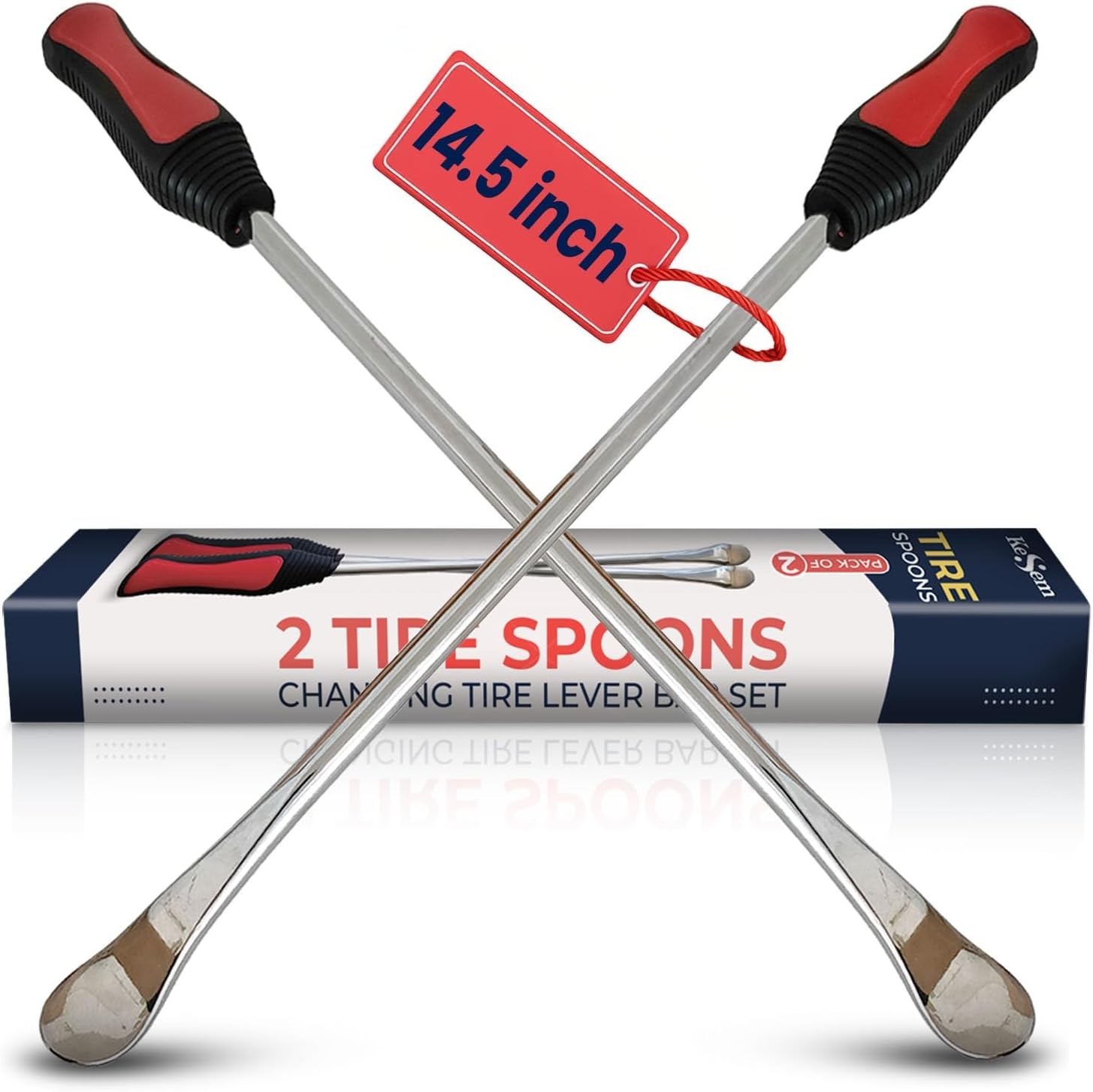 2 Pack 14.5″ Tire Spoons Changing Tire Lever Tire Iron Bar Set Tire Repair Tool