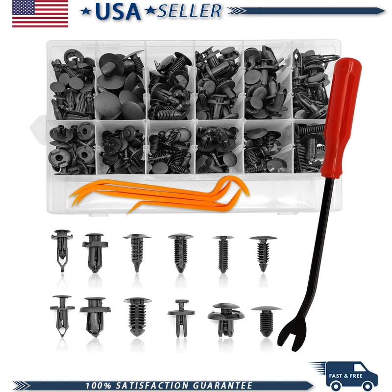 240pcs Plastic Push Pin Rivet Fasteners Kit Remover Tool, Assortment Universal R