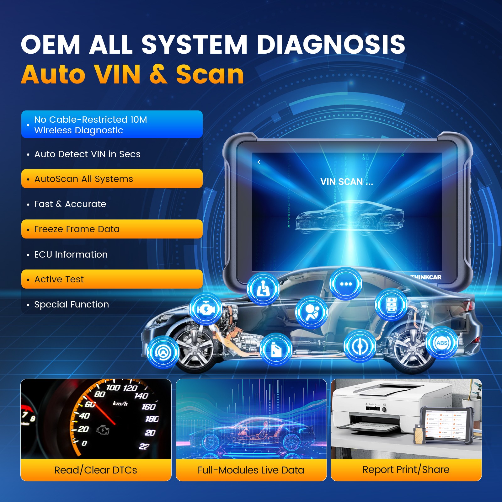 ThinkScan 689BT CANFD & DoIP idirectional Auto VIN Car Scan Tool OBD2 Scanner